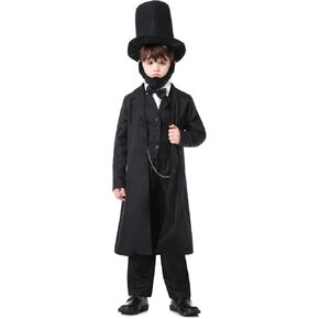 زي Grajtcin Lincoln for Kids Abraham Lincoln Outfit Boys Boys Day Halloween Party Forms Historical Cosplay