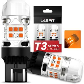 LASFIT T3 7443 Switchback LED Bulb for 2023 2024 2025 Chevy Colorado, No Flash 7444 LED Front Turn Signal Light Parking Light 7444NA Built in Resistor 100% Error Free White Amber(2pcs)