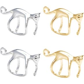 4pcs الفضة الذهبية الأنيقة قطة ذات طابع أذن كفة الراحة مقطع أزياء لا توجد إكسسوارات أزياء الأزياء