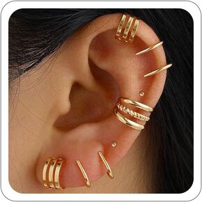 Gold Ear Cuff Earrings for Women Non Piercing Ear Cuffs Clip on Cartilage Earrings Set Trendy Stuff Gold Earrings