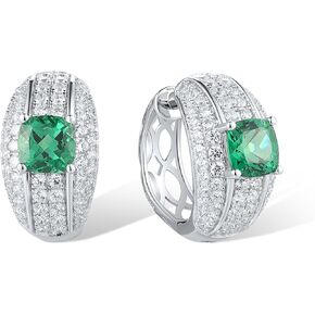 Santuzza 925 Sterling Silver Gemstone Openwork Earrings Cubic Zirconia Huggie Hoop Earrings for Women