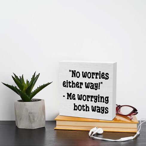 Funny Sarcastic Rustic Wooden Box Sign, Desk Decor Office Decor Supplies Strength Mom Dad Gift Desk Accessories for TableShelf Home Farmhouse Bathroom Cubicle Decorations Wood Block Plaque Box Sign in Saudi Arabia