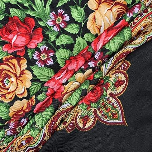 Women's Traditional Scarf Wrap Tassel Shawl Fringes Neck Head Shawl Retro Scarf Floral Poncho in Saudi Arabia