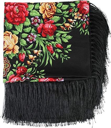 Women's Traditional Scarf Wrap Tassel Shawl Fringes Neck Head Shawl Retro Scarf Floral Poncho in Saudi Arabia