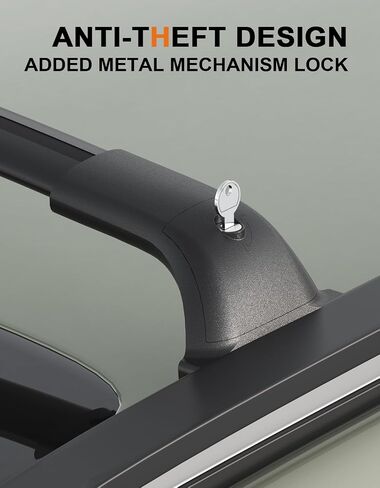 260 رطلا قفل رف سقف القفل المتوافق مع تشيفي شيفروليه السترة 2019-2025 (ليس للسترة EV) ، قضبان السقف من الألومنيوم الشاق على الأشرطة الشحن الزورق الأسود على السطح. in Kuwait