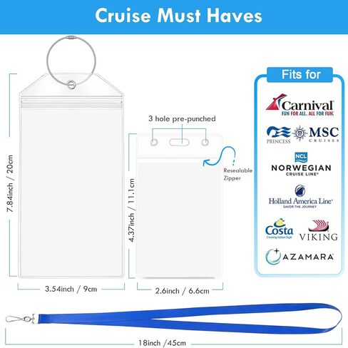 12 in 1 Luggage Tags and Cruise Lanyard for Ship Cards, Colorful Ship Lanyards With Waterproof Badge Holders in Kuwait