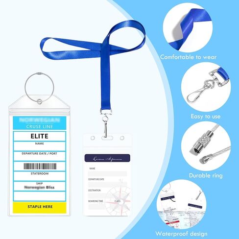 12 in 1 Luggage Tags and Cruise Lanyard for Ship Cards, Colorful Ship Lanyards With Waterproof Badge Holders in Kuwait