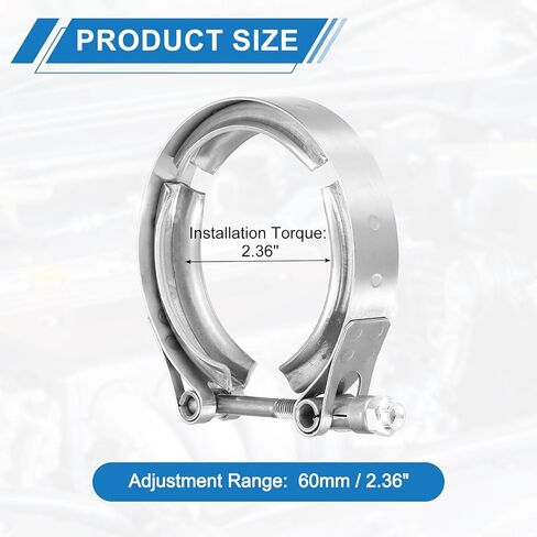uxcell 2.36" V Band Clamp 304 Stainless Steel for Exhaust Systems Downpipe Exchange Exhaust Accessories, Adjustment Range 60mm / 2.36inch in Saudi Arabia