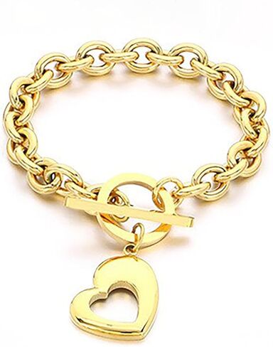 سوار سحر القلب المكتنزة للنساء ، مقاوم للماء بحجم 7.5 بوصات ، و 18 كيلو بايت مطلي بالذهب مقاوم المقاوم من الفولاذ المقاوم للصدأ ، مع إكسسوارات مجوهرات مشابك التبديل in Kuwait