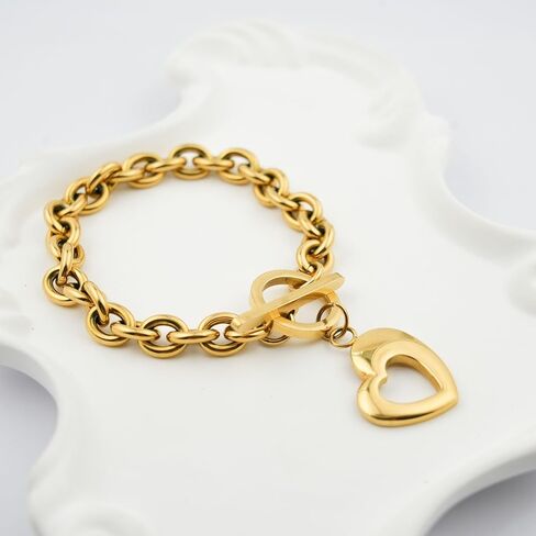 سوار سحر القلب المكتنزة للنساء ، مقاوم للماء بحجم 7.5 بوصات ، و 18 كيلو بايت مطلي بالذهب مقاوم المقاوم من الفولاذ المقاوم للصدأ ، مع إكسسوارات مجوهرات مشابك التبديل in Kuwait