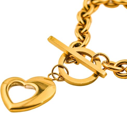 سوار سحر القلب المكتنزة للنساء ، مقاوم للماء بحجم 7.5 بوصات ، و 18 كيلو بايت مطلي بالذهب مقاوم المقاوم من الفولاذ المقاوم للصدأ ، مع إكسسوارات مجوهرات مشابك التبديل in Kuwait