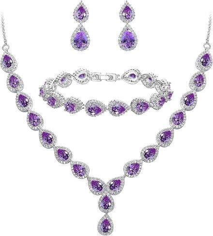 BriLove Wedding Bridal CZ Necklace Bracelet Earrings Jewelry Set for Women Teardrop Infinity Figure 8 Y-Necklace Tennis Dangle Party Prom Accessories in Kuwait