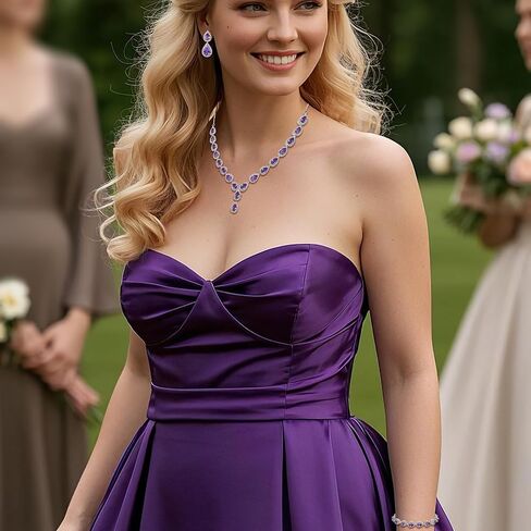 BriLove Wedding Bridal CZ Necklace Bracelet Earrings Jewelry Set for Women Teardrop Infinity Figure 8 Y-Necklace Tennis Dangle Party Prom Accessories in Kuwait