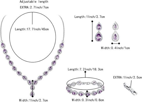 BriLove Wedding Bridal CZ Necklace Bracelet Earrings Jewelry Set for Women Teardrop Infinity Figure 8 Y-Necklace Tennis Dangle Party Prom Accessories in Kuwait