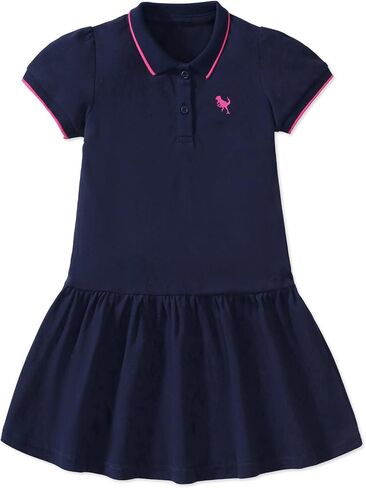 HILEELANG Girl Easter Polo Dress Short Sleeve Cotton Casual Button Closure School Playwear Ruffle Dresses in Saudi Arabia