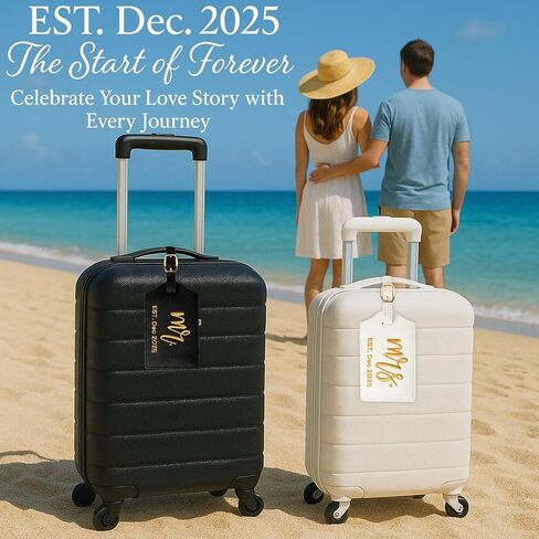 Mr and Mrs Est Luggage Tag, Embroidered Mr Mrs Luggage Tag with Est Date, Honeymoon Suitcase Accessories, Wedding Gift for Couples, Bridal Shower Present (Est Jul 2025) in Kuwait