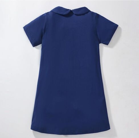 HILEELANG Girl Easter Polo Dress Short Sleeve Cotton Casual Button Closure School Playwear Ruffle Dresses in Saudi Arabia