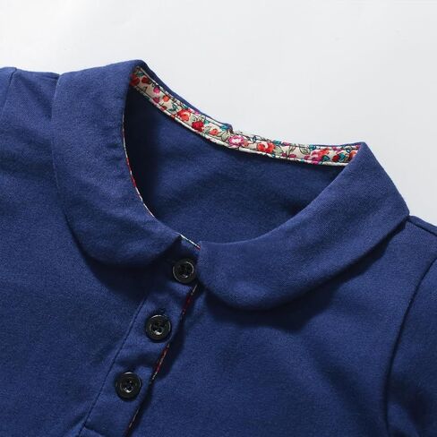 HILEELANG Girl Easter Polo Dress Short Sleeve Cotton Casual Button Closure School Playwear Ruffle Dresses in Saudi Arabia