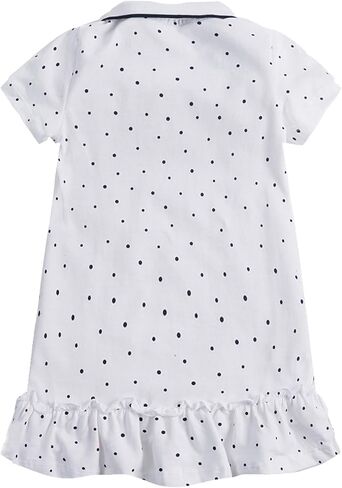 HILEELANG Girl Easter Polo Dress Short Sleeve Cotton Casual Button Closure School Playwear Ruffle Dresses in Saudi Arabia