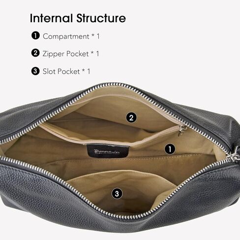 Premium Full-Grained Leather Crossbody Bags for Women, Slouchy Shoulder Bag with Adjustable Strap and Tote Handbag in Kuwait