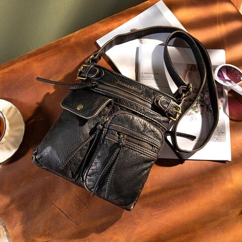 Montana West Crossbody Bag for Women Multi Pocket Shoulder Medium Travel Purses Ultra Soft Washed Leather in Saudi Arabia