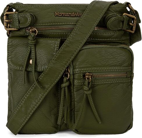 Montana West Crossbody Bag for Women Multi Pocket Shoulder Medium Travel Purses Ultra Soft Washed Leather in Saudi Arabia
