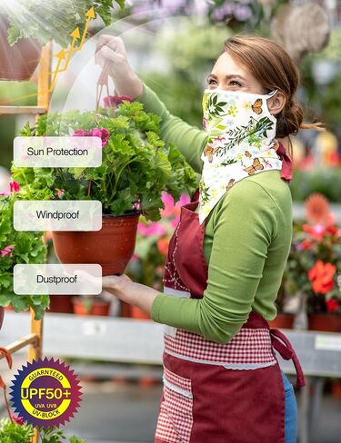 FISHEAL UV Sun Protection Face Scarf Mask, Breathable Gardening Face Cover Neck Gaiter with Ear Loops Bandana for Men Women in Saudi Arabia