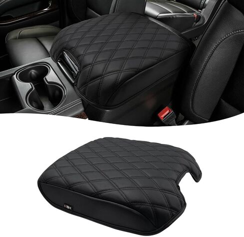 KBH Center Console Armrest Cover for 2014-2018 Chevy Silverado & GMC Sierra, 2015-2020 Tahoe Suburban Yukon, Bucket Seat, Vinyl Leather, Anti-Scratch, Black in Saudi Arabia
