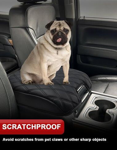 KBH Center Console Armrest Cover for 2014-2018 Chevy Silverado & GMC Sierra, 2015-2020 Tahoe Suburban Yukon, Bucket Seat, Vinyl Leather, Anti-Scratch, Black in Saudi Arabia
