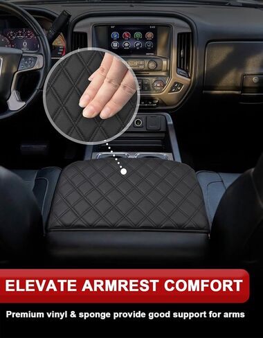 KBH Center Console Armrest Cover for 2014-2018 Chevy Silverado & GMC Sierra, 2015-2020 Tahoe Suburban Yukon, Bucket Seat, Vinyl Leather, Anti-Scratch, Black in Saudi Arabia