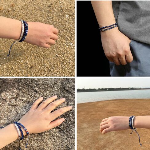 LUBINGSHINE 2pcs Surfer Beach Bracelet, Weave Bracelets for Men Women, Handmade Boho Beaded Braided Bracelets, Summer Jewelry Wrap Bracelets, Waterproof Adjustable Anklet in Saudi Arabia