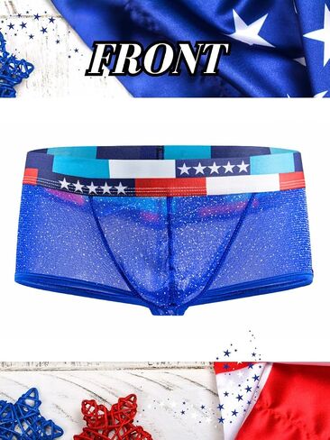 Mens Sexy Mesh Underwear, Sparkly Low Rise Boxers Briefs, USA American Flag Glitter, Sparkle Lingerie Bikini in Saudi Arabia