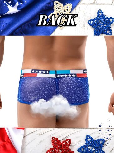 Mens Sexy Mesh Underwear, Sparkly Low Rise Boxers Briefs, USA American Flag Glitter, Sparkle Lingerie Bikini in Saudi Arabia
