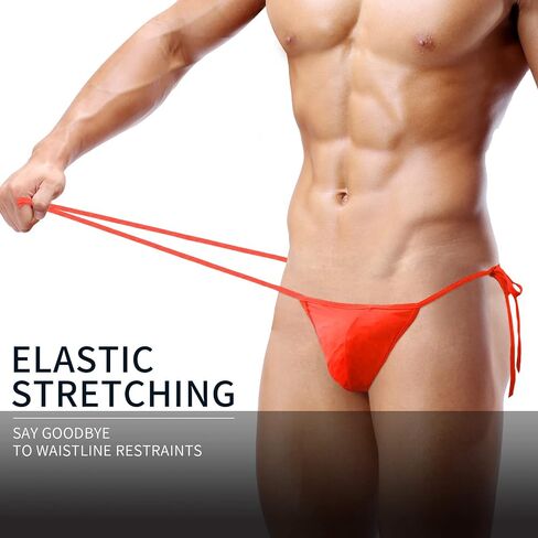 AGJGFM Mens Sexy ice Silk Bikini Tie Side G String T Back Thongs Briefs Adjustable Underwears in Saudi Arabia