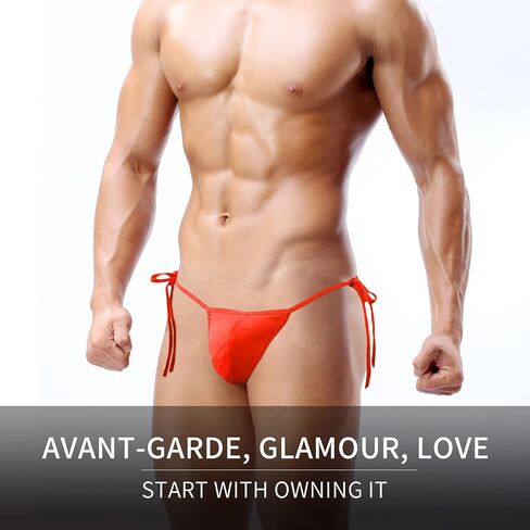 AGJGFM Mens Sexy ice Silk Bikini Tie Side G String T Back Thongs Briefs Adjustable Underwears in Saudi Arabia