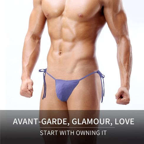 AGJGFM Mens Sexy ice Silk Bikini Tie Side G String T Back Thongs Briefs Adjustable Underwears in Saudi Arabia