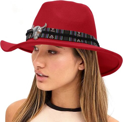 Mens Felt Western Cowboy Hat Women Floppy Wide Brim Sun Bucket Hat Retro Cowgirl Panama Fedoras Packable UPF50 Beach Cap in Saudi Arabia