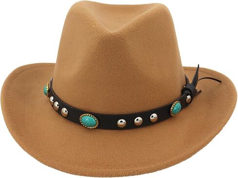 Mens Felt Western Cowboy Hat Women Floppy Wide Brim Sun Bucket Hat Retro Cowgirl Panama Fedoras Packable UPF50 Beach Cap in Saudi Arabia