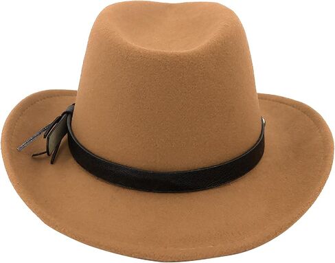 Mens Felt Western Cowboy Hat Women Floppy Wide Brim Sun Bucket Hat Retro Cowgirl Panama Fedoras Packable UPF50 Beach Cap in Saudi Arabia