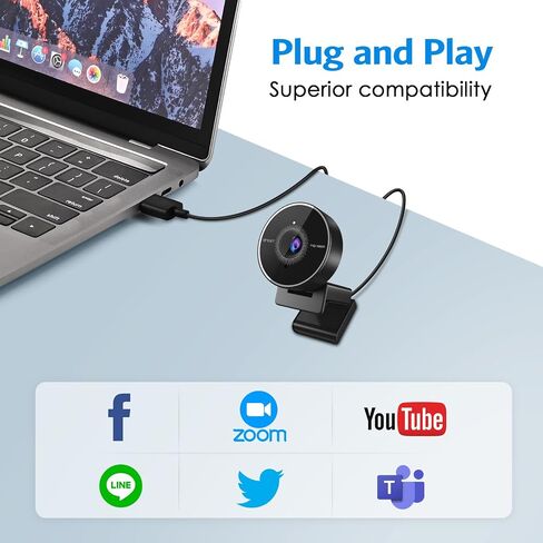 كاميرا ويب EMEET 1080P - كاميرا ويب USB مع ميكروفون وغطاء للخصوصية المادية، ميكروفون لإلغاء الضوضاء، تصحيح تلقائي للضوء، كاميرا ويب C950 فائقة الدقة FHD مع عرض 70 درجة للاجتماعات/الفصول عبر الإنترنت/تكبير/تصغير/يوتيوب in Kuwait