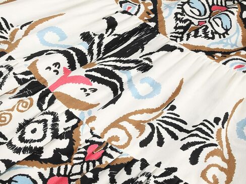 miduo Womens Summer Dress Casual V Neck Buttoned 3/4 Sleeve Bohemian Tribal Print Flowy Mini Dresses in Saudi Arabia