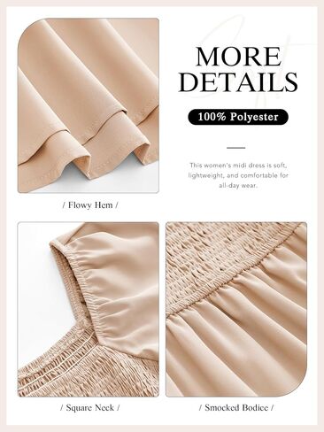 Mascomoda Womens Summer Summer Midi Dress Square Choleck Shulk Short Smoocked High High in Saudi Arabia