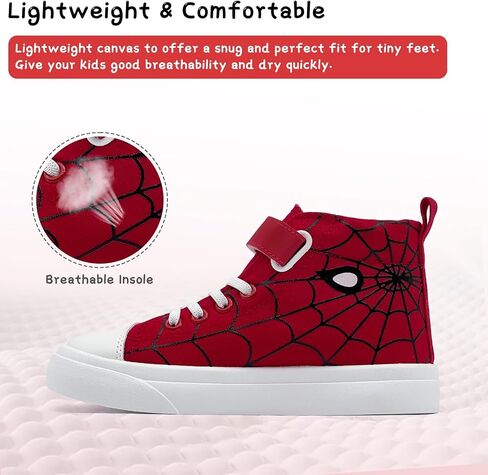 Toddler Boys Girls Shoes Kids High Top Canvas Sneakers Hook and Loops Lightweight Cartoon Casual Sneakers Walking Shoes in Kuwait
