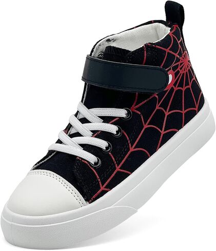 Toddler Boys Girls Shoes Kids High Top Canvas Sneakers Hook and Loops Lightweight Cartoon Casual Sneakers Walking Shoes in Kuwait