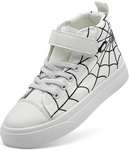 Toddler Boys Girls Shoes Kids High Top Canvas Sneakers Hook and Loops Lightweight Cartoon Casual Sneakers Walking Shoes in Kuwait