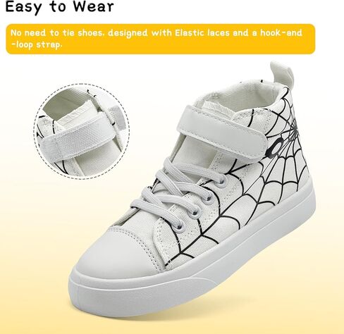 Toddler Boys Girls Shoes Kids High Top Canvas Sneakers Hook and Loops Lightweight Cartoon Casual Sneakers Walking Shoes in Kuwait