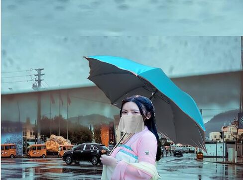 WENDIN Travel Foldable compact Umbrellas Sun rain Umbrellas parasol with Met Water blomssom blooming material in Kuwait