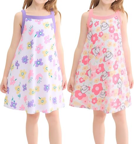 2 Pack Girls Dress Toddler to Big Kid A-Line Cute Casual Dress in Saudi Arabia