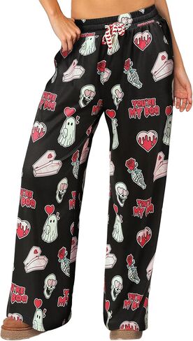 RMCMS Womens Funny Cute Graphic Printed Pajamas Pants Casual Lounge Pants Wide Leg Pjs Bottoms with Pockets in Saudi Arabia