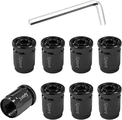 8 PCS Locking Car Tire Valve Stems Caps, Dustproof Auto Tire Valve Stem Cover with Rubber Seal, Anti-Theft Tyre Air Stems Cover for Cars, SUVs, Bicycles, Car Accessories (Black) in Saudi Arabia